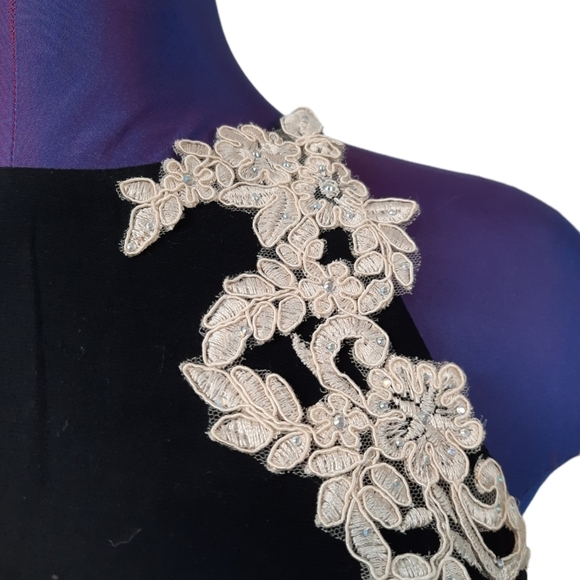 Blondie Nites Prom Dress Nude and Black Tulle Lace A-Line Dress Size 11 Juniors - Picture 4 of 12